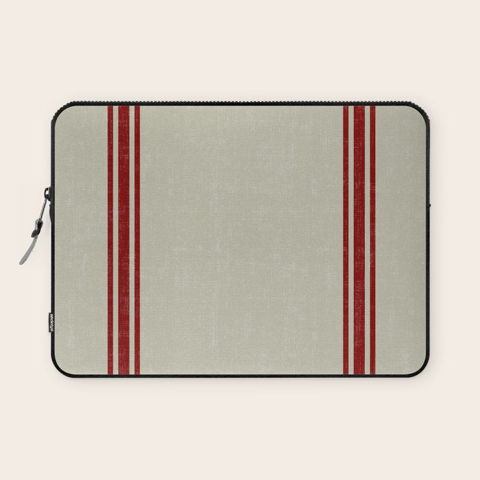 Vintage French Country Grainsack Berry Linen Laptop Sleeve Gallery Image 1