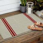 Vintage French Country Grainsack Berry Linen Outdoor Rug Gallery Image 2