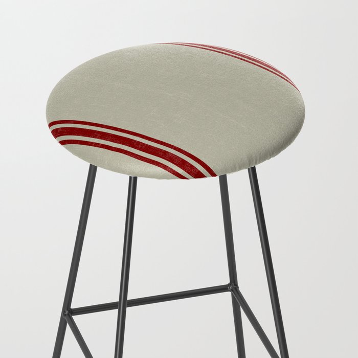 Vintage French Country Grainsack Berry Linen Stool Gallery Image 2