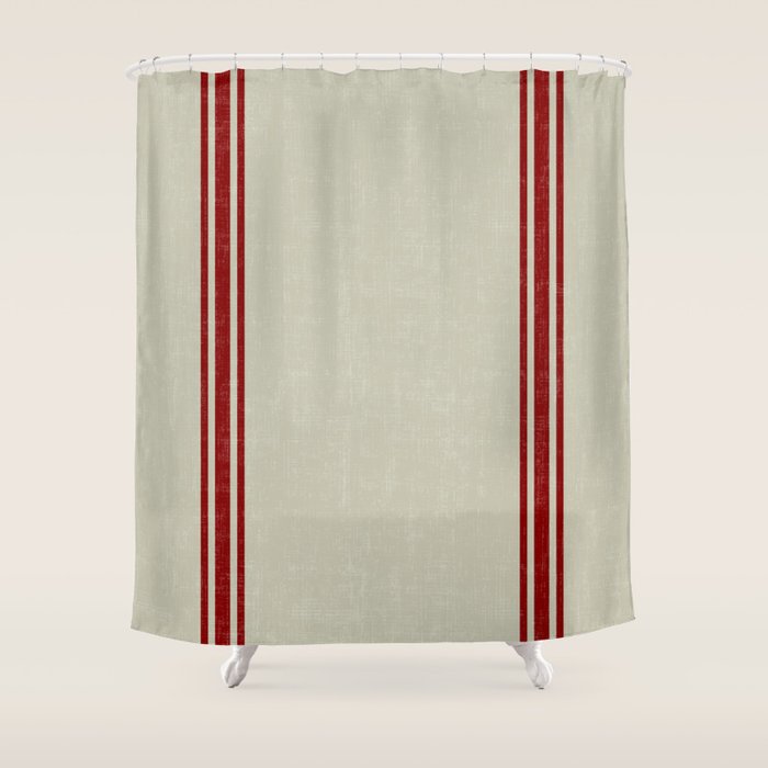 Vintage French Country Grainsack Berry Linen Shower Curtain