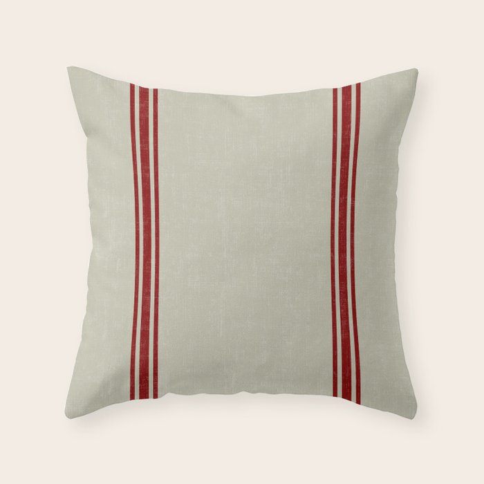 Vintage French Country Grainsack Berry Linen Throw Pillow Gallery Image 1