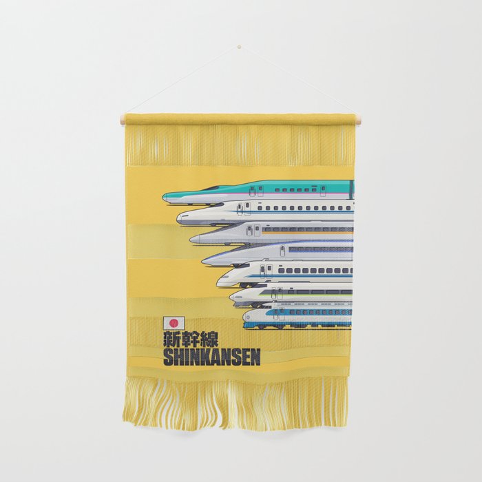 Shinkansen Bullet Train Evolution - Yellow Wall Hanging Gallery Image 1