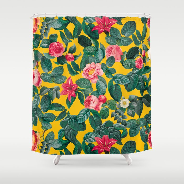 Summer Botanical Pattern Shower Curtain Gallery Image 1