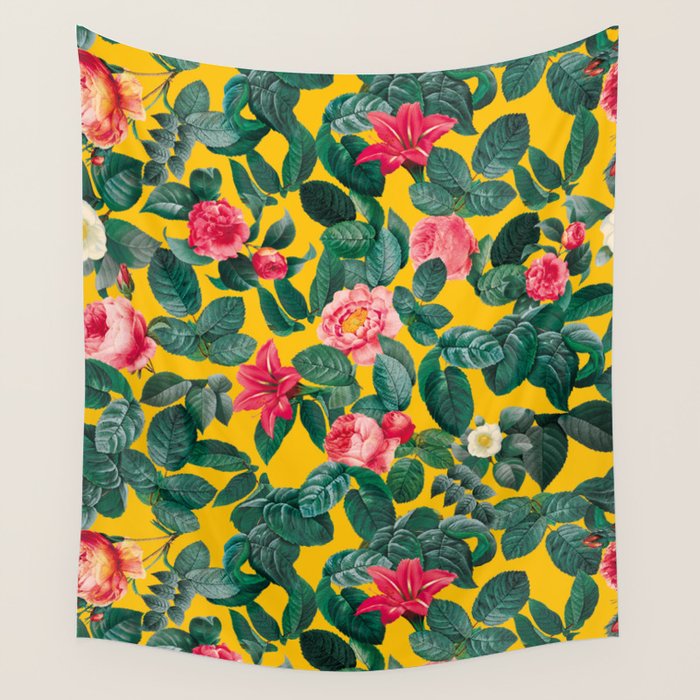 Summer Botanical Pattern Wall Tapestry Gallery Image 4