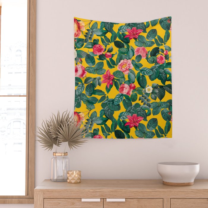 Summer Botanical Pattern Wall Tapestry Gallery Image 2