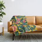 Summer Botanical Pattern Throw Blanket Gallery Image 1