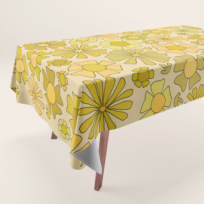 flower power // retro flower pattern by surfy birdy Tablecloth Gallery Image 1