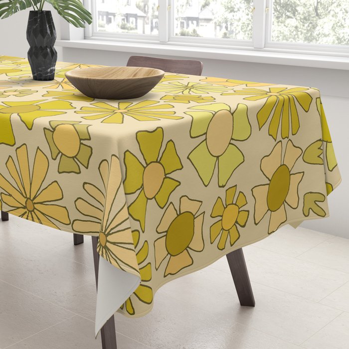 flower power // retro flower pattern by surfy birdy Tablecloth Gallery Image 3