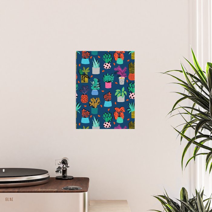 Check It - house plants indoor monstera neon bright modern pattern retro throwback memphis style Poster Gallery Image 2