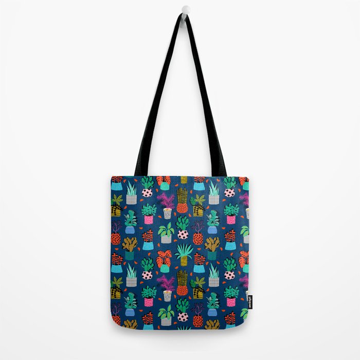 Check It - house plants indoor monstera neon bright modern pattern retro throwback memphis style Tote Bag Gallery Image 2