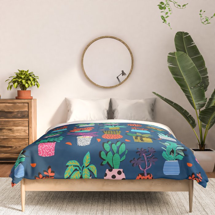 Check It - house plants indoor monstera neon bright modern pattern retro throwback memphis style Comforter Gallery Image 3