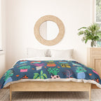 Check It - house plants indoor monstera neon bright modern pattern retro throwback memphis style Duvet Cover Gallery Image 3