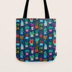 Check It - house plants indoor monstera neon bright modern pattern retro throwback memphis style Tote Bag Gallery Image 1