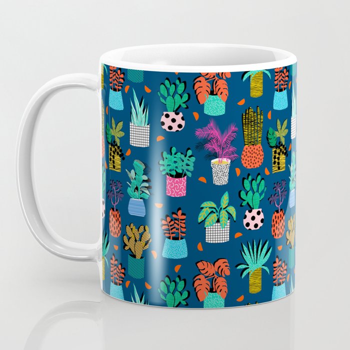 Check It - house plants indoor monstera neon bright modern pattern retro throwback memphis style Coffee Mug Gallery Image 3