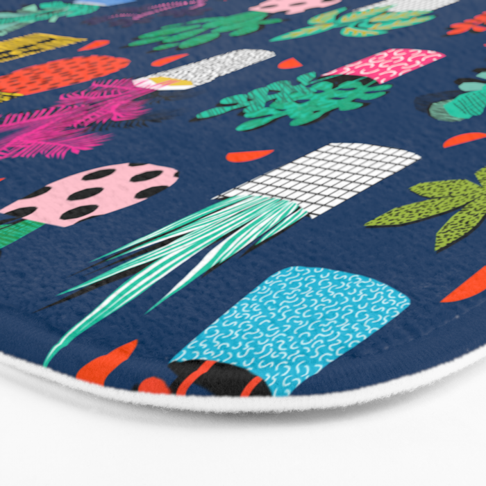 Check It - house plants indoor monstera neon bright modern pattern retro throwback memphis style Bath Mat Gallery Image 3