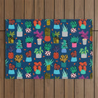 Check It - house plants indoor monstera neon bright modern pattern retro throwback memphis style Outdoor Rug Gallery Image 1