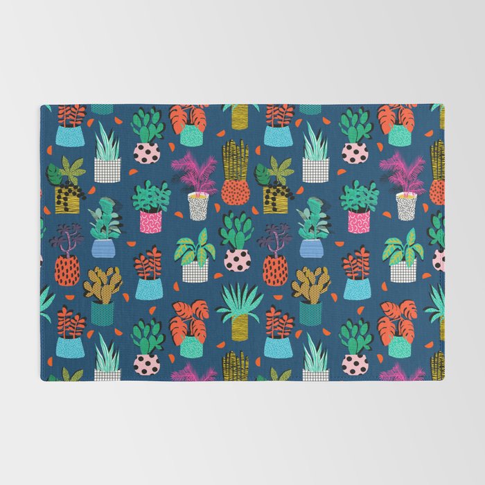 Check It - house plants indoor monstera neon bright modern pattern retro throwback memphis style Rug Gallery Image 2