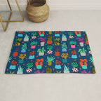 Check It - house plants indoor monstera neon bright modern pattern retro throwback memphis style Rug Gallery Image 1
