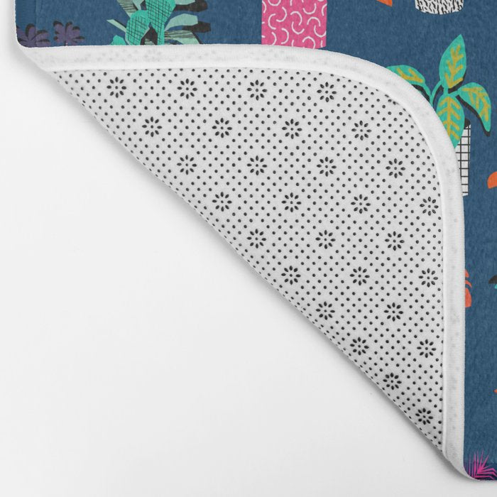 Check It - house plants indoor monstera neon bright modern pattern retro throwback memphis style Bath Mat Gallery Image 2