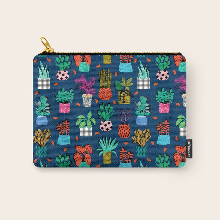 Check It - house plants indoor monstera neon bright modern pattern retro throwback memphis style Carry All Pouch Gallery Image 1