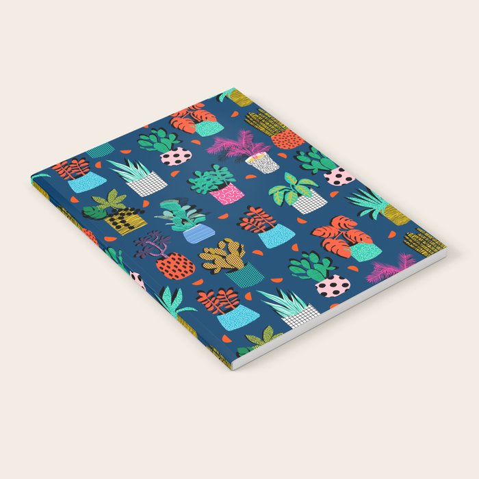 Check It - house plants indoor monstera neon bright modern pattern retro throwback memphis style Notebook Gallery Image 2