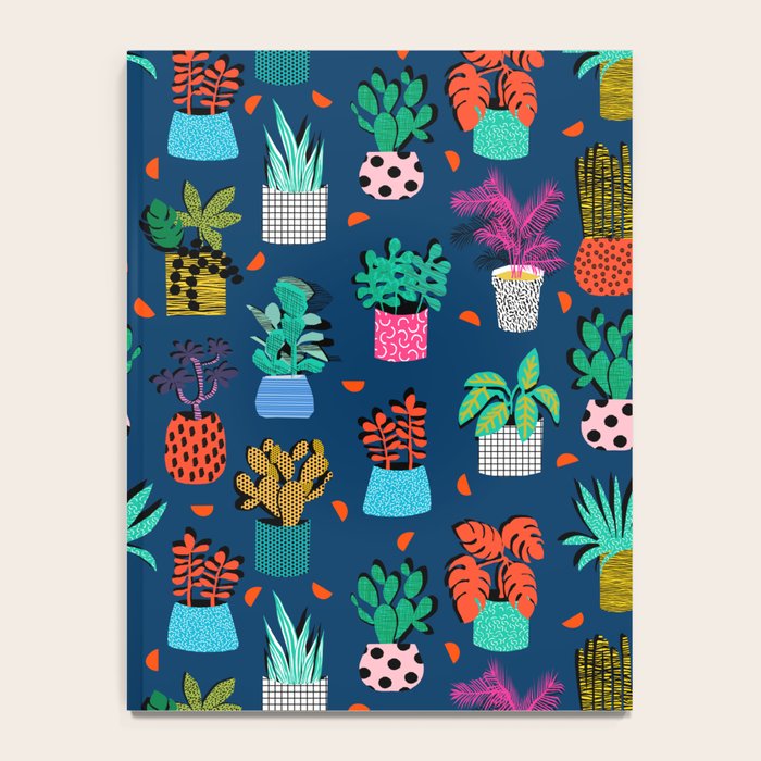 Check It - house plants indoor monstera neon bright modern pattern retro throwback memphis style Notebook Gallery Image 4