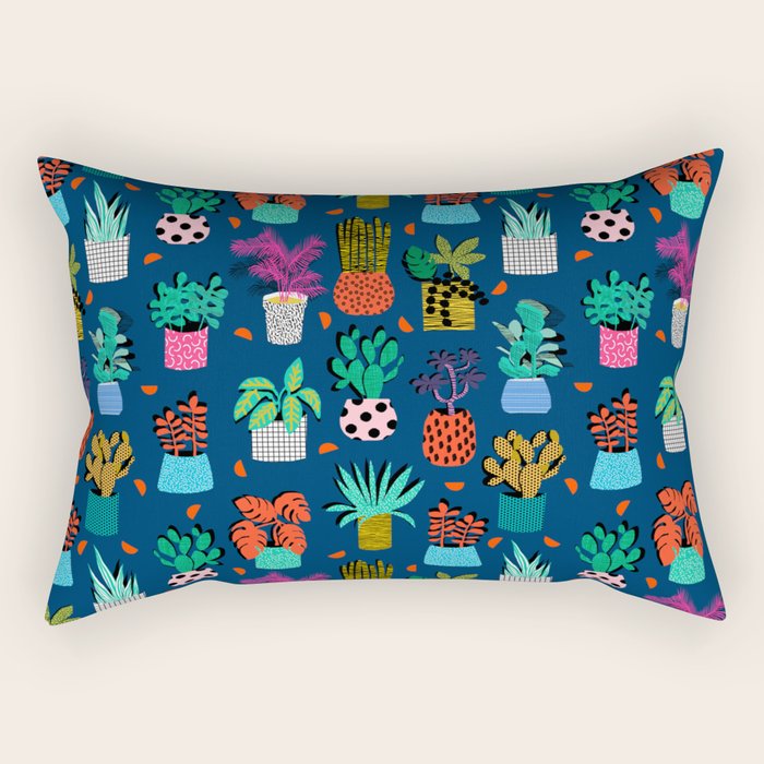 Check It - house plants indoor monstera neon bright modern pattern retro throwback memphis style Rectangular Pillow Gallery Image 2