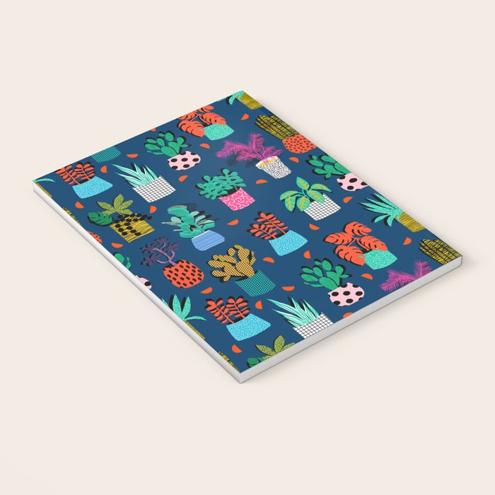 Check It - house plants indoor monstera neon bright modern pattern retro throwback memphis style Notebook Gallery Image 3