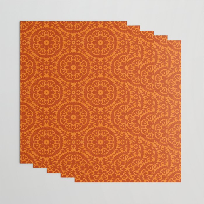 Folk Art Mandala - orange and red Wrapping Paper Gallery Image 3