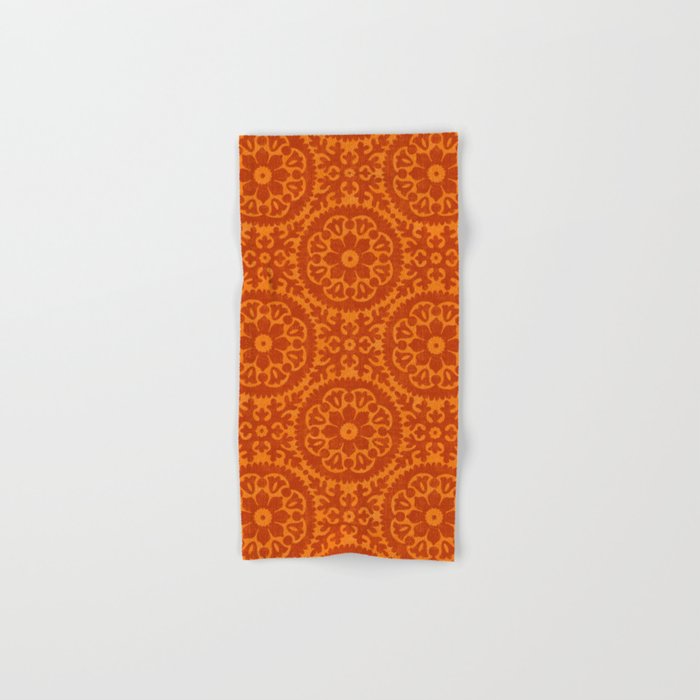 Folk Art Mandala - orange and red Bath Towel Gallery Image 1