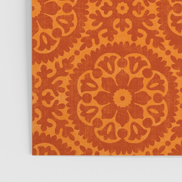 Folk Art Mandala - orange and red Poster Gallery Image 3