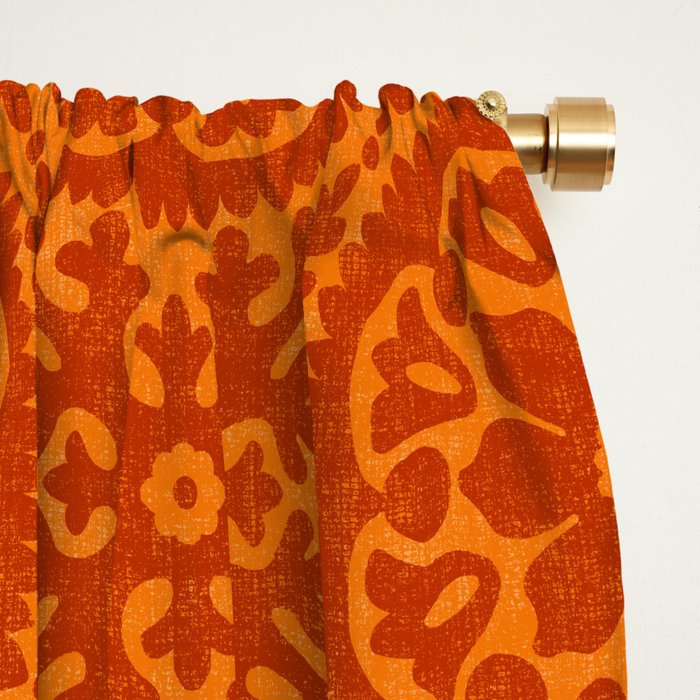 Folk Art Mandala - orange and red Window Curtain Gallery Image 2