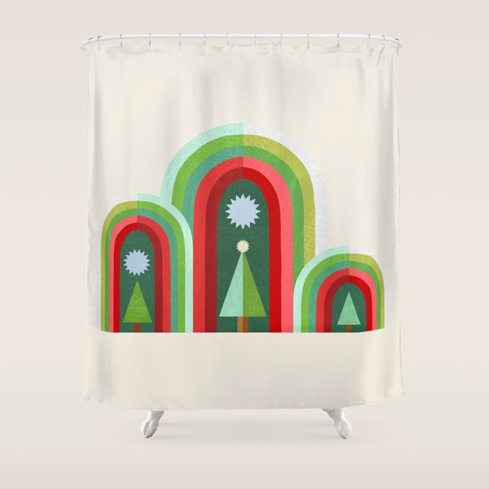 Rainbow Christmas Arches Shower Curtain Gallery Image 1
