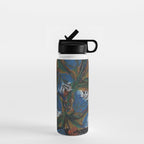 Blue Bell Flowers in Black Basket Whimsical Floral Still Life Folk Art Botanical Painting Water Bottle Gallery Image 1