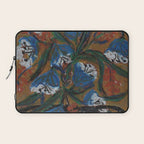 Blue Bell Flowers in Black Basket Whimsical Floral Still Life Folk Art Botanical Painting Laptop Sleeve Gallery Image 1