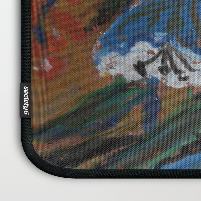 Blue Bell Flowers in Black Basket Whimsical Floral Still Life Folk Art Botanical Painting Laptop Sleeve Gallery Image 3