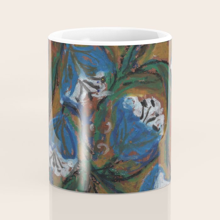 Blue Bell Flowers in Black Basket Whimsical Floral Still Life Folk Art Botanical Painting Coffee Mug Gallery Image 4