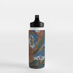 Blue Bell Flowers in Black Basket Whimsical Floral Still Life Folk Art Botanical Painting Water Bottle Gallery Image 3