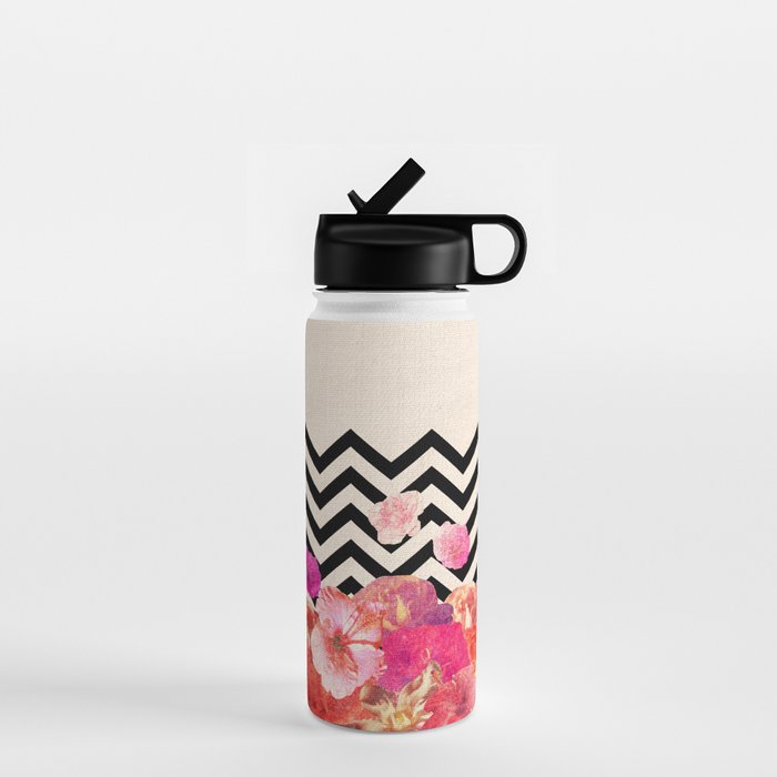 Chevron Flora II Water Bottle Gallery Image 1