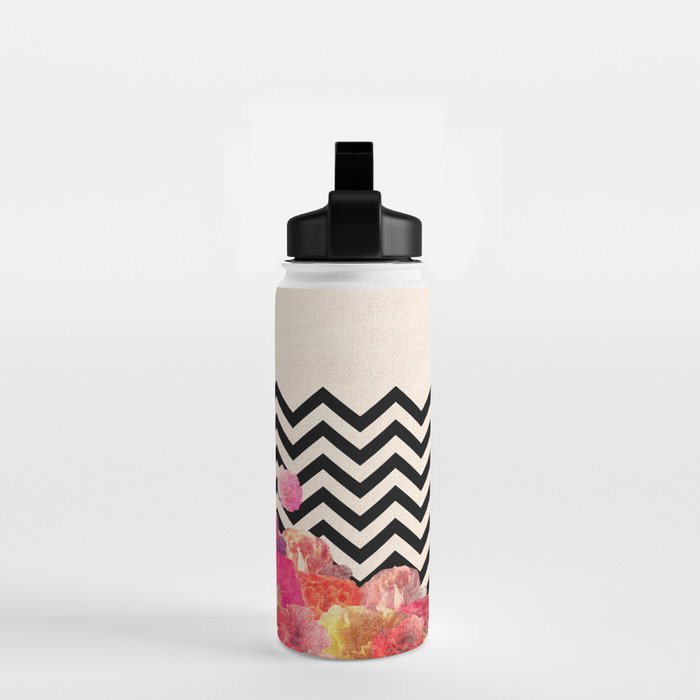Chevron Flora II Water Bottle Gallery Image 2