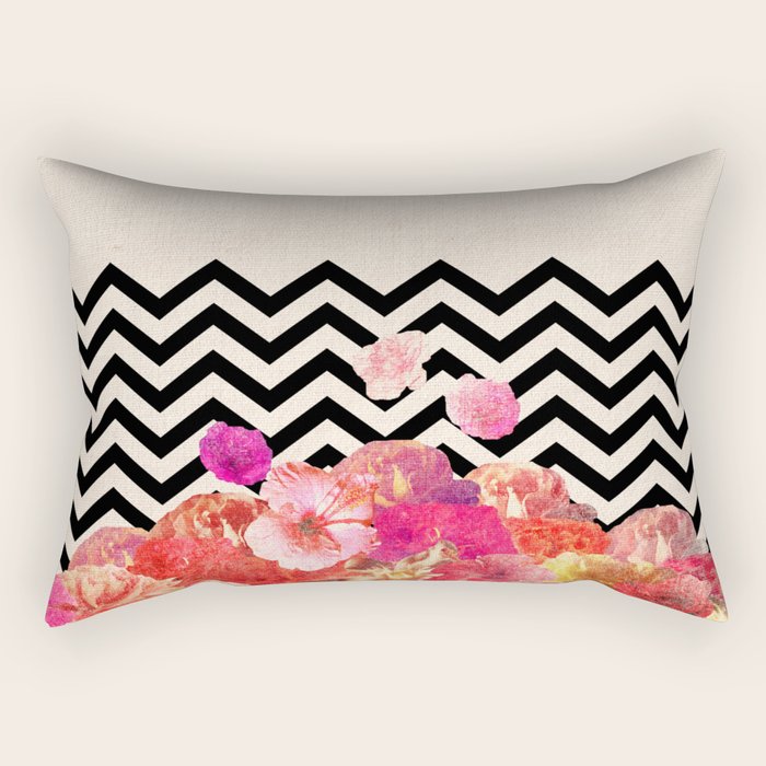 Chevron Flora II Rectangular Pillow Gallery Image 1
