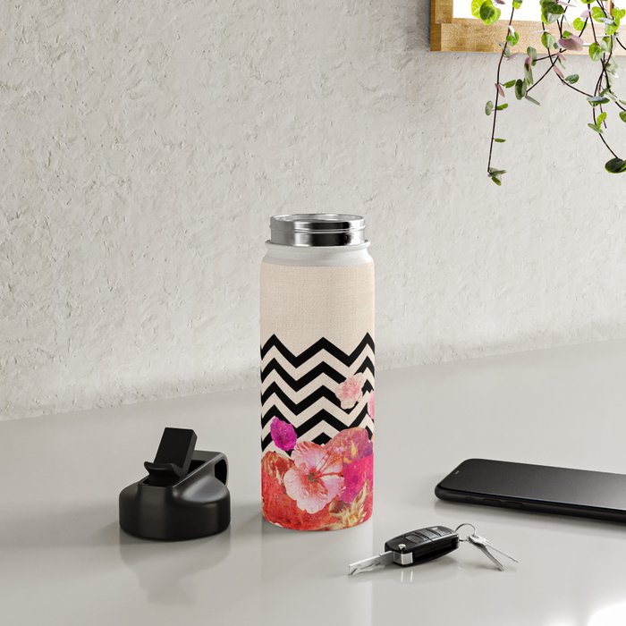 Chevron Flora II Water Bottle Gallery Image 4