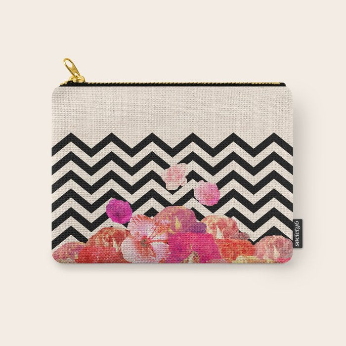 Chevron Flora II Carry All Pouch Gallery Image 1
