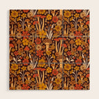 Retro 1970s Brown & Orange Mushrooms & Flowers Wood Wall Art Gallery Image 1