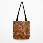 Retro 1970s Brown & Orange Mushrooms & Flowers Tote Bag Gallery Image 2