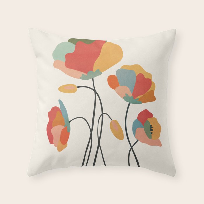 Colorful Flowers Throw Pillow Gallery Image 1
