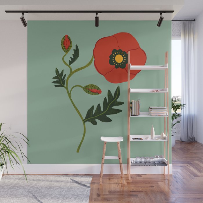 Red Poppy Wall Mural Gallery Image 1