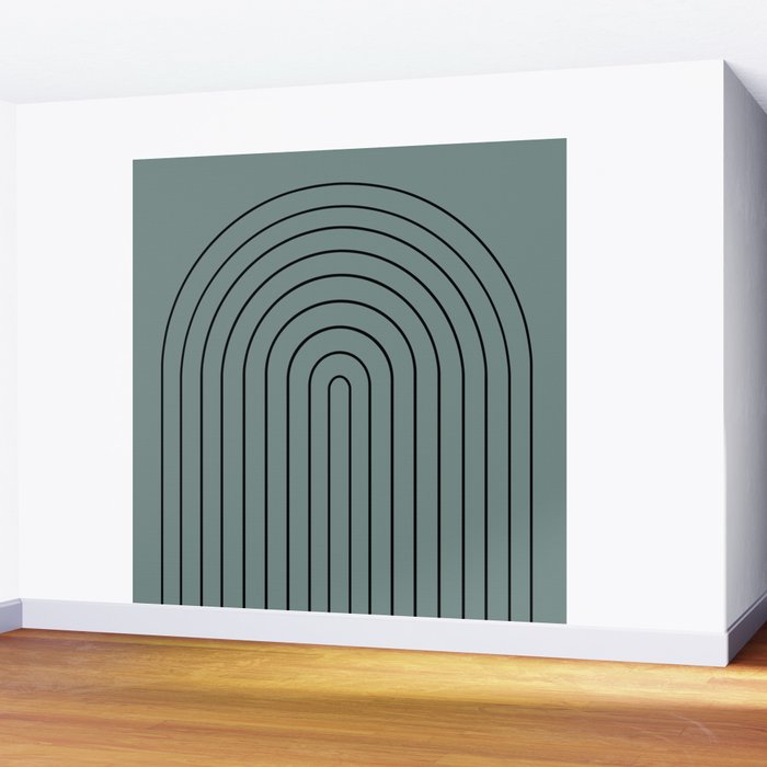 Minimal Arch XLV Neutral Teal Modern Geometric Lines Wall Mural Gallery Image 2