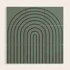 Minimal Arch XLV Neutral Teal Modern Geometric Lines Wood Wall Art Gallery Image 1