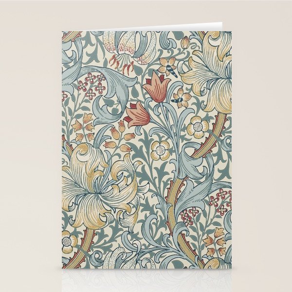 William Morris Vintage Golden Lily Soft Slate & Manilla Stationery Card Gallery Image 2